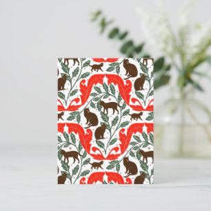 Elegante Art Nouveau Rood Bruin Zwart Cat-Whimsica Briefkaart