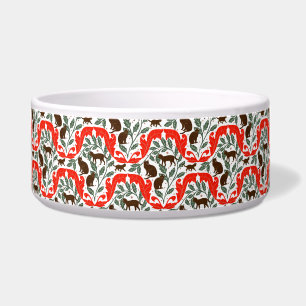 Elegante Art Nouveau Rood Bruin Zwart Cat-Whimsica Voerbakje