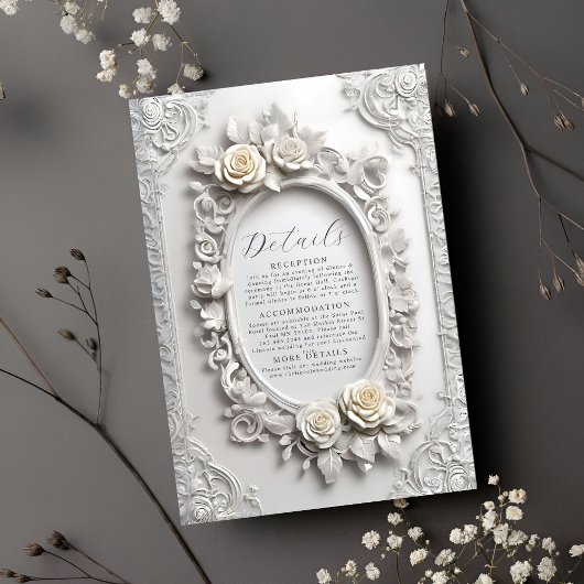 Elegante Art Nouveau Roos Lijst Details Informatiekaartje