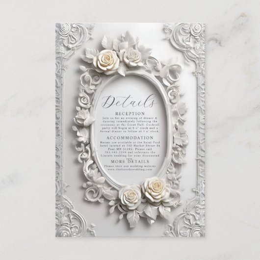 Elegante Art Nouveau Roos Lijst Details Informatiekaartje (Voorkant)