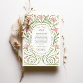 Elegante Art Nouveau Roze Lelie bruiloft Kaart