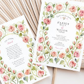 Elegante Art Nouveau Roze Rozen bruiloft Kaart