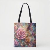 Elegante Art Nouveau Roze Rozentuin Tote Bag (Voorkant)