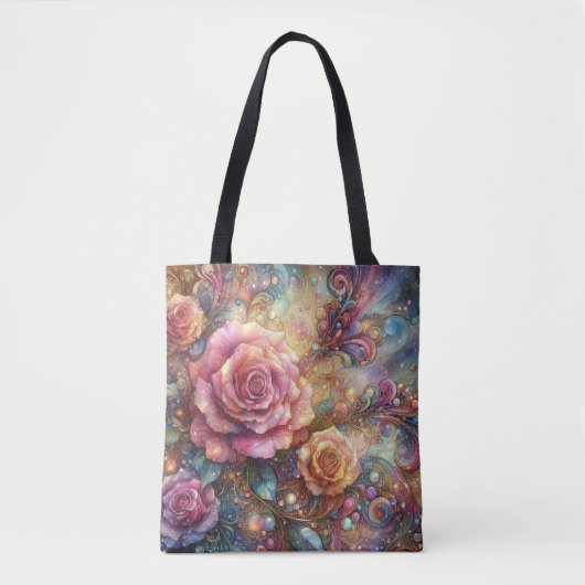 Elegante Art Nouveau Roze Rozentuin Tote Bag (Voorkant)
