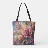 Elegante Art Nouveau Roze Rozentuin Tote Bag (Achterkant)