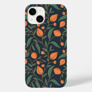 Elegante Art Nouveau Sinaasappel Bloemen Hand gete Case-Mate iPhone 14 Hoesje