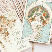 Elegante Art Nouveau Trouwdiner Menu Mucha Kaart
