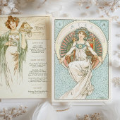 Elegante Art Nouveau Trouwdiner Menu Mucha Kaart