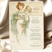 Elegante Art Nouveau Trouwdiner Menu Mucha Kaart