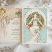 Elegante Art Nouveau Trouwdiner Menu Mucha Kaart