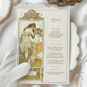 Elegante Art Nouveau Trouwdiner Menu Mucha Kaart