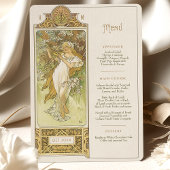 Elegante Art Nouveau Trouwdiner Menu Mucha Kaart