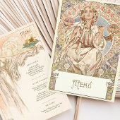 Elegante Art Nouveau Trouwdiner Menu Mucha Kaart