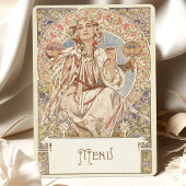 Elegante Art Nouveau Trouwdiner Menu Mucha Kaart