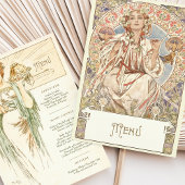 Elegante Art Nouveau Trouwdiner Menu Mucha Kaart