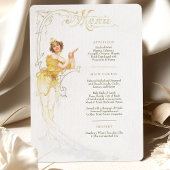 Elegante Art Nouveau Trouwdiner Menu Mucha Kaart
