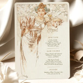 Elegante Art Nouveau Trouwdiner Menu Mucha Kaart