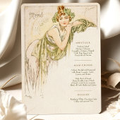 Elegante Art Nouveau Trouwdiner Menu Mucha Kaart