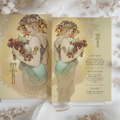 Elegante Art Nouveau Trouwmenu Kaart Herfstkleur
