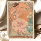 Elegante Art Nouveau Trouwmenu Kaart Koraal Blauwg