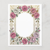 Elegante Art Nouveau Trouwroos Frame Rand Flyer (Voorkant)