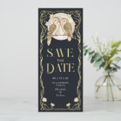 Elegante Art Nouveau Uilen Bewaar de Datum Kaart (Staand voorkant)