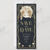 Elegante Art Nouveau Uilen Bewaar de Datum Kaart (Voorkant)