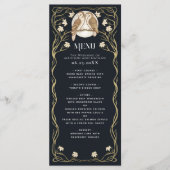 Elegante Art Nouveau Uilen Bruiloft Menu (Voorkant)
