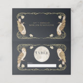 Elegante Art Nouveau Uilen Bruiloft Plaatskaartje (Buitenkant ongevouwen)