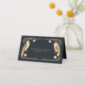Elegante Art Nouveau Uilen Bruiloft Plaatskaartje (Achterkant)