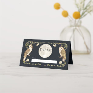 Elegante Art Nouveau Uilen Bruiloft Plaatskaartje