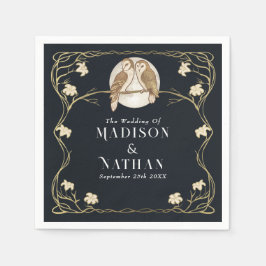 Elegante Art Nouveau Uilen Bruiloft Servet