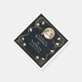 Elegante Art Nouveau Uilen Bruiloft Servet (Hoek)