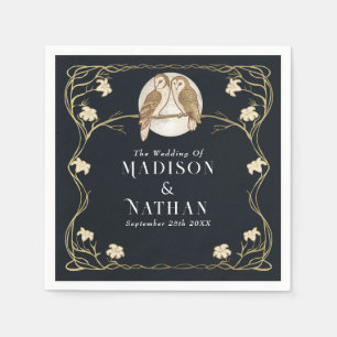 Elegante Art Nouveau Uilen Bruiloft Servet