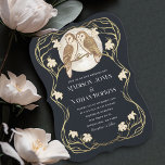 Elegante Art Nouveau Uilen bruiloft uitnodiging<br><div class="desc">Elegant en modern Art Nouveau trouwontwerp met schuuruilen. De folie op dit punt is GEEN echte folie. Overeenkomende items in onze winkel voor een compleet feestthema.</div>