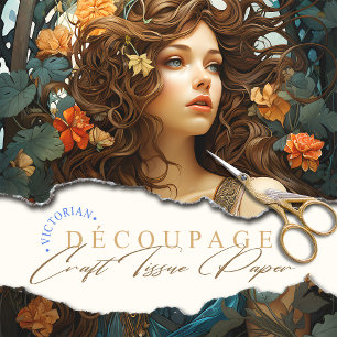 Elegante Art Nouveau Victoriaans Godin Tissuepapier