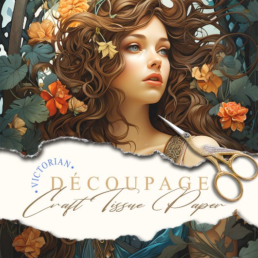 Elegante Art Nouveau  Victoriaans Godin Tissuepapier