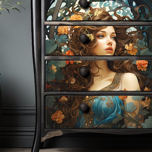 Elegante Art Nouveau  Victoriaans Godin Tissuepapier