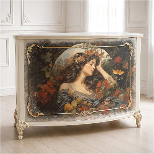 Elegante Art Nouveau Victoriaanse Godin Bloemmotie Tissuepapier