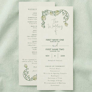 Elegante art nouveau vintage bloem bruiloftsprogra programmakaart