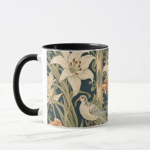 Elegante Art Nouveau Vintage Botanische Vogel  Lel Mok