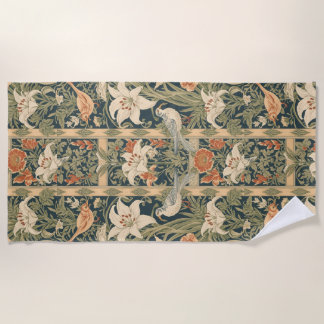 Elegante Art Nouveau Vintage Botanische Vogel Leli Strandlaken