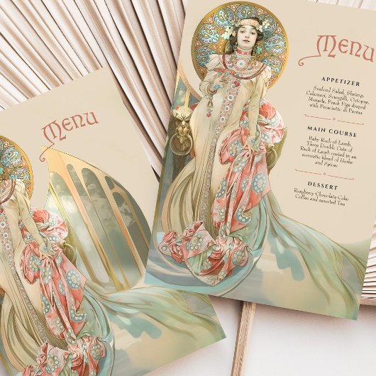 Elegante Art Nouveau Wedding Menu Kaart