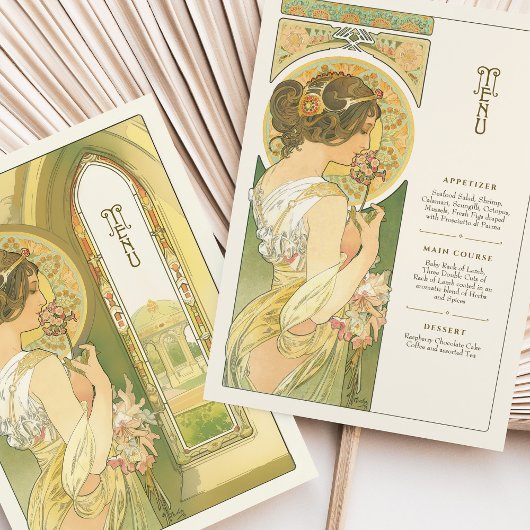 Elegante Art Nouveau Wedding Menu Kaart