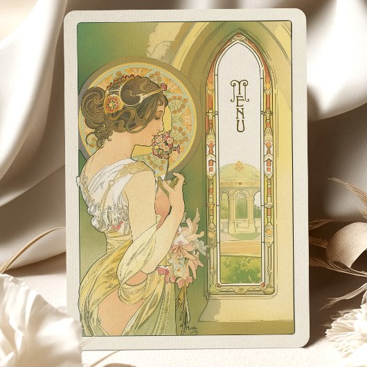 Elegante Art Nouveau Wedding Menu Kaart
