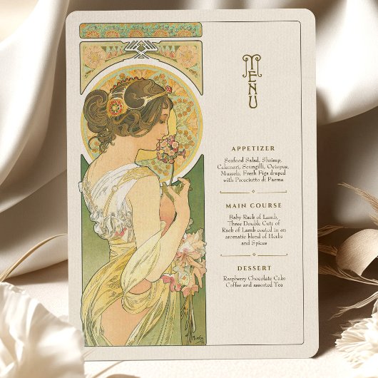 Elegante Art Nouveau Wedding Menu Kaart