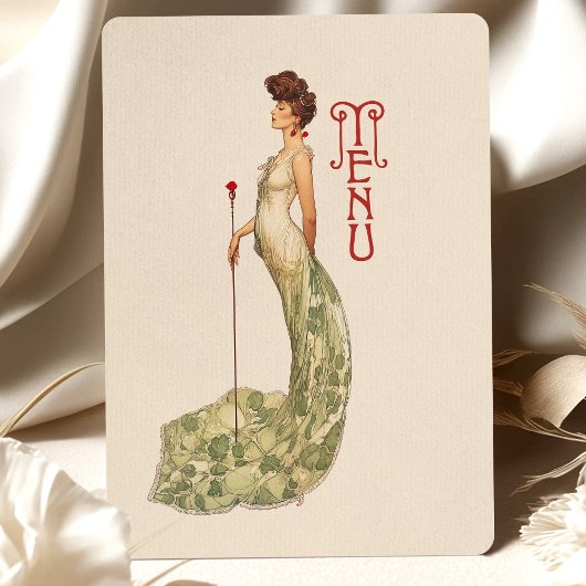 Elegante Art Nouveau Wedding Menu Kaart