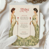 Elegante Art Nouveau Wedding Menu Kaart