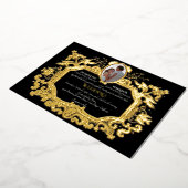 Elegante Art Nouveau Winter Zwart op Gouden Bruilo Folie Uitnodiging (Gedraaid)