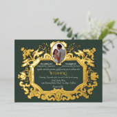 Elegante Art Nouveau Winterbos in Gouden Bruiloft Folie Uitnodiging (Staand Voorkant)